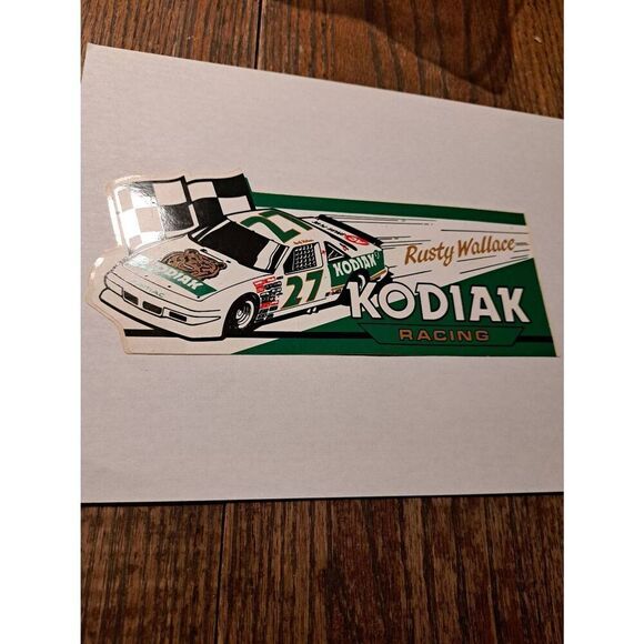 Vintage Rusty Wallace Kodiak Nascar Bumper Sticker Race Car Mancave Decal - Picture 1 of 2